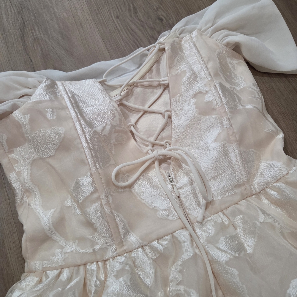 Selfie Leslie Lusting Off Shoulder Basque Waist Mini Dress S Romance Wedding - Picture 12 of 13